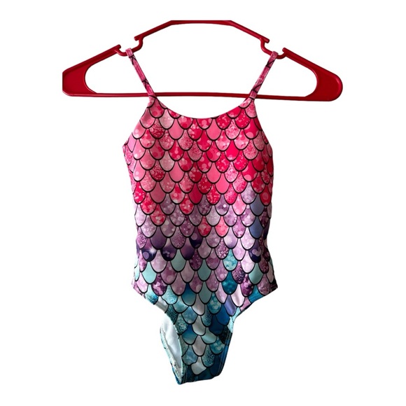 AMZadenobe Girls 1 Piece Scale Swimsuit - Picture 1 of 9